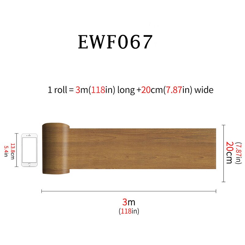 20x300cm Waterproof PVC Vinyl Wood Grain Self Adhesive Wallpaper Kitchen Living Room Wall Floor Stickers: E