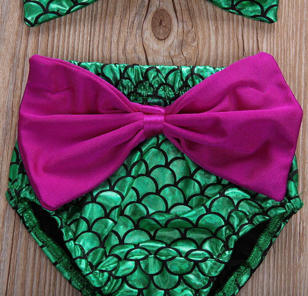 Newborn Baby Girls Mermaid Bowknot Bikini Set Swimwear Swimsuit Bathing Suit