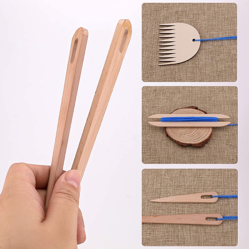 7pcs/Set Wooden Hand Weaving Tools Kit for DIY Tapestry Carpet Scarf Gloves Knitting Crafts Starter Kit for Teens Adults 87HA