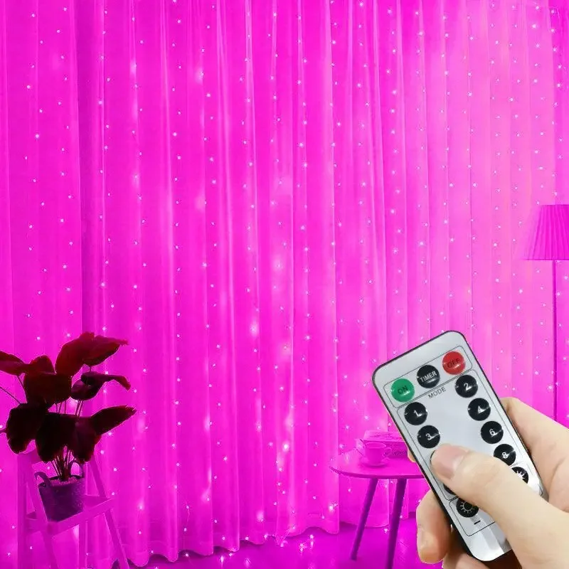 Led Gordijn String Lights Slinger Festival Kerst Decoratie Usb Afstandsbediening Bruiloft Sprookjesachtige Verlichting Voor Slaapkamer Huis: M / Light Grey