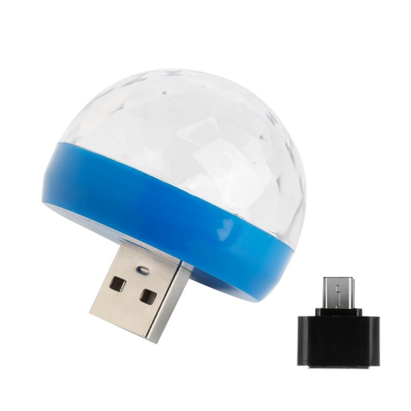 Mini luces de bola de discoteca portátil para escenario Android/Huawei/Apple enchufe USB adaptador compatible con el usuario Luz de dj cabeza móvil: Android blue light