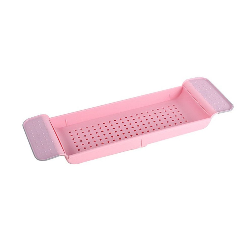 Organizer Bathroom Organizer Retractable Shelf Bathtub Storage Rack Bathtub Tray Bathroom Drain Rack Bathtub Shelf: pink