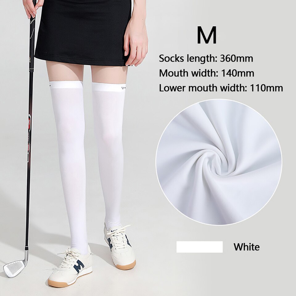 Loodeel – chaussettes de Golf avec sensation de glace, protection solaire, respirantes, légères, douces, à Compression, respectueuses de la peau, pour Sports de plein air, Anti-UV: White M