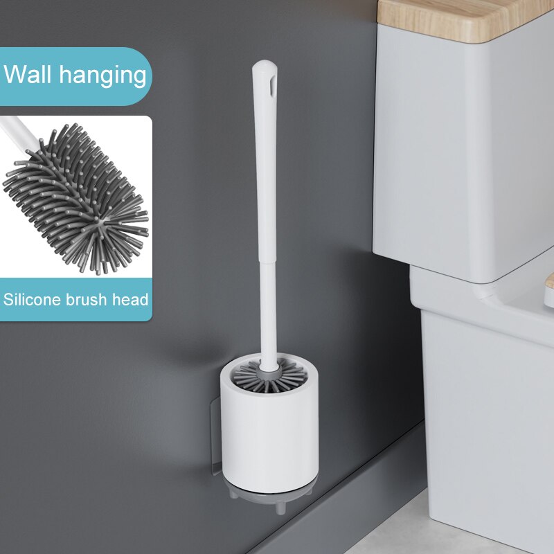 GESEW TPR Toilet Brush For Bathroom Drainable Cleaning Brush WC Cleaning Tool Wall-mount Cleaning Tool Bathroom Accessories Set: Round TPR