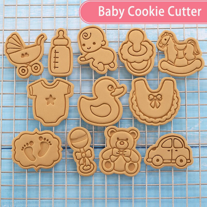 Cookie Cutter Biscuit Mold Cake Decoration Happy Birthday Baby Shower Cake Cookie Press Stamp Embosser Fondant Craft Cutter