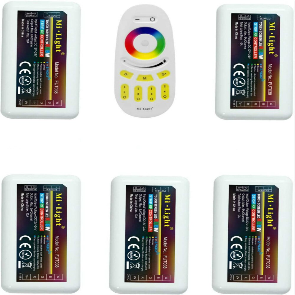 Mi.light RGBW LED Controller 12/24V FUT038+2.4G 4-Zone Wireless RF Touch Remote FUT096 For RGBWW RGBW Led Strip LED Controller