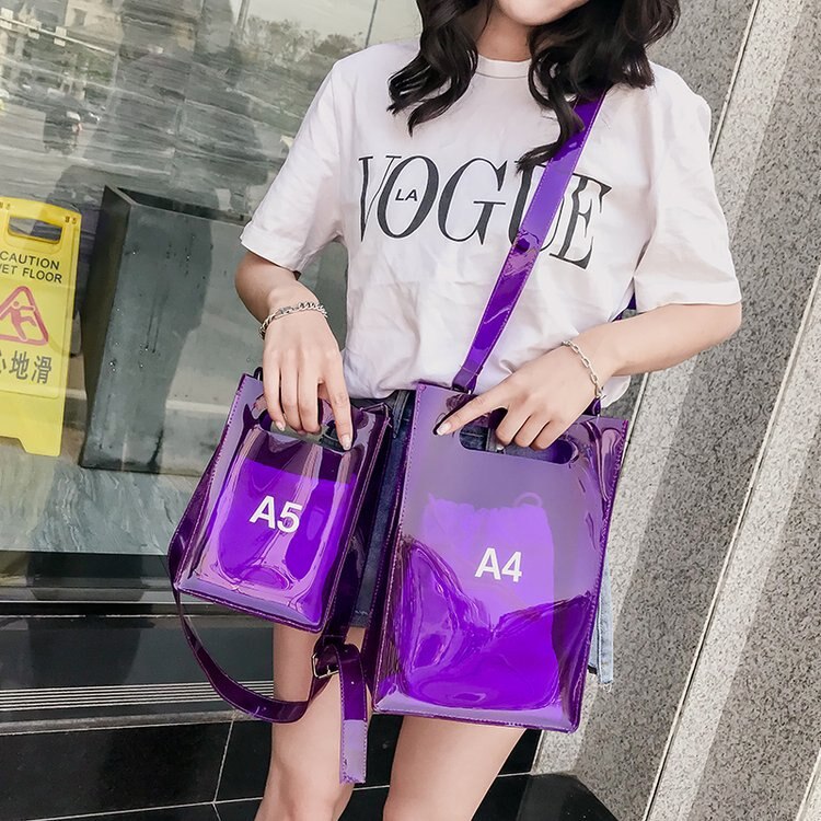 Bolsas transparentes para mujeres de letras A4 A5 bolsos de playa nuevos bolsos de mensajero de mujer bolsos bandolera bolsos de hombro