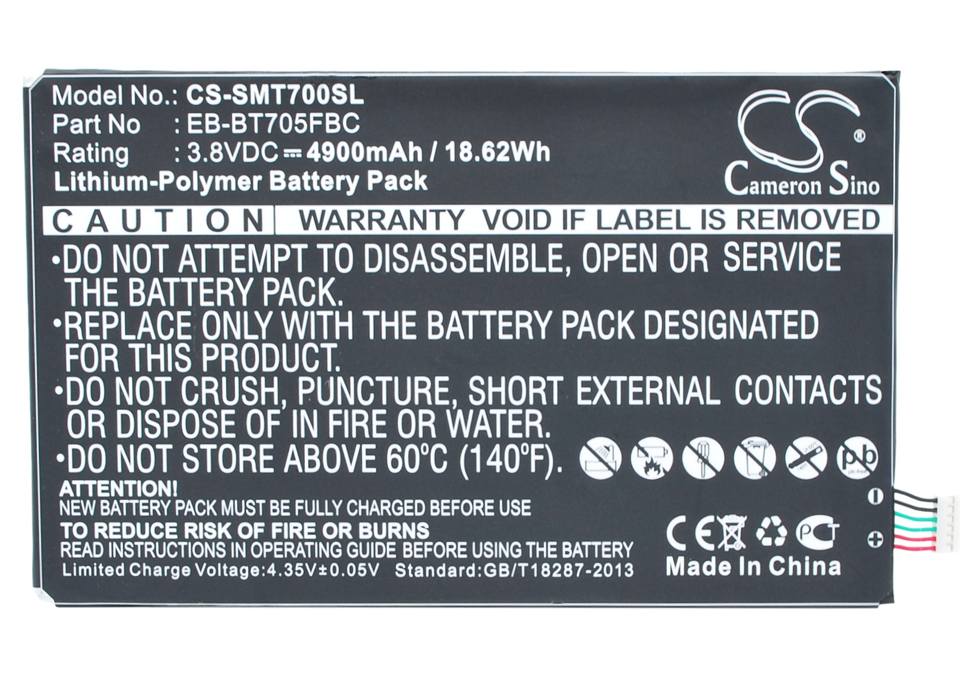 Cameron Sino 4900mAh Battery EB-BT705FBC for Samsung SM-T700, SM-T705, SM-T705C, SM-T705D,SM-T705M,T705Y, T707,T707A,T707D,T707V