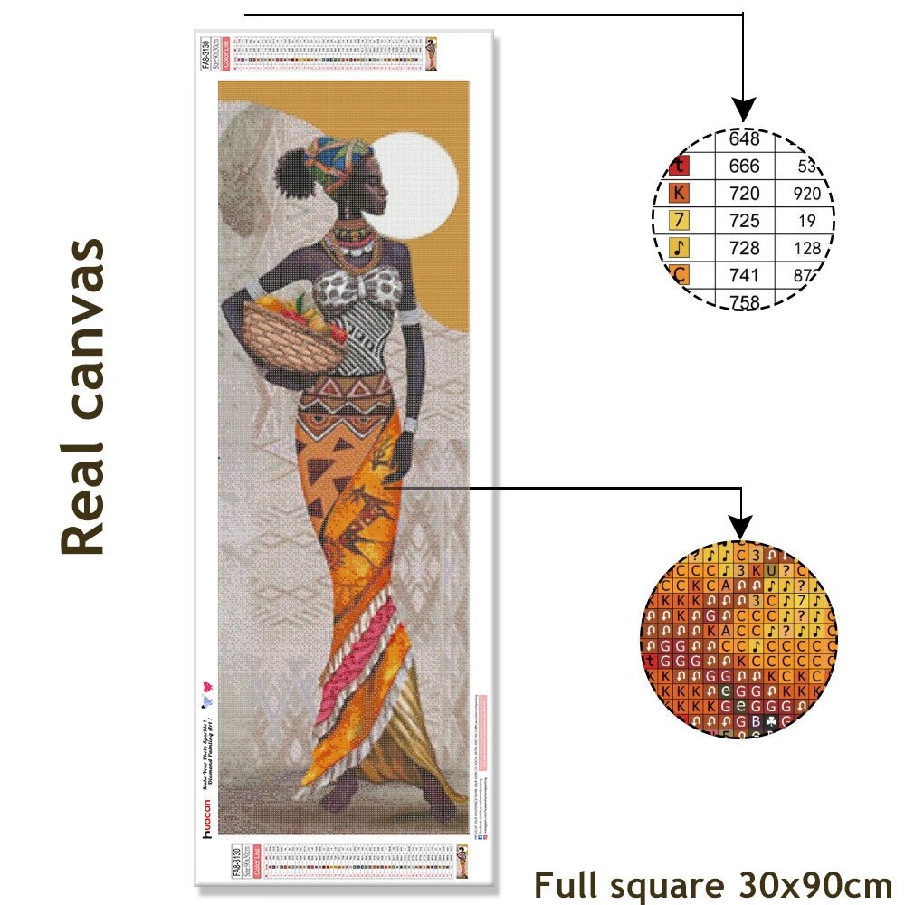 HUACAN 5D DIY Diamantmaleri Kit - Afrikansk Kvinde Portræt Diamant Broderi Mosaik