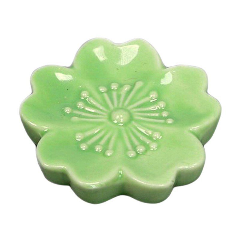 Keramische Sakura Bloesems Eetstokjes Houder Lepel Vork Chopstick Rest Stand Keuken Gereedschap Servies Eettafel Decoratie: green