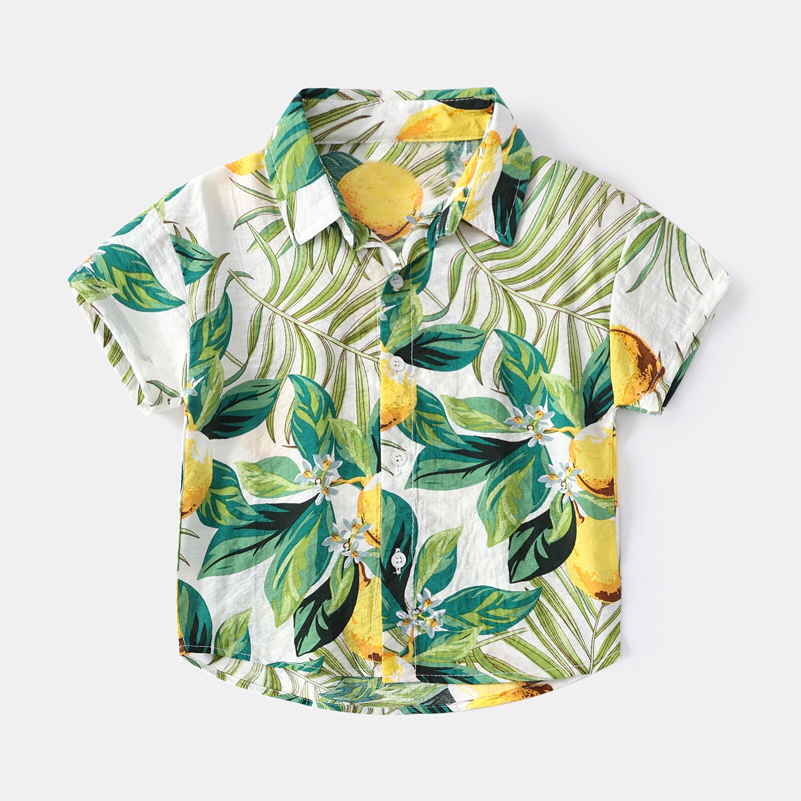 Camisa de manga corta con botones para niños, camisa informal con cuello vuelto, para playa, Verano