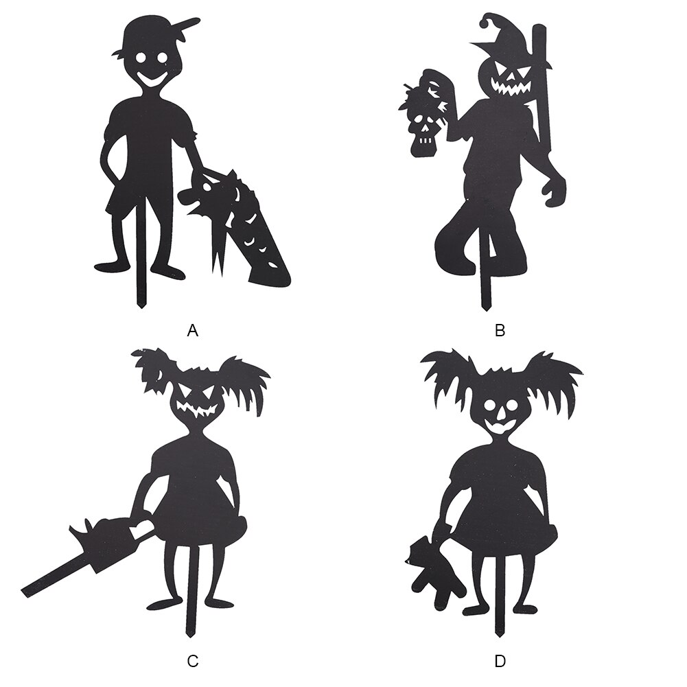 Silhouette Skull Saw Doll Shadow Yard Sign Lawn Terror Halloween Party Prop