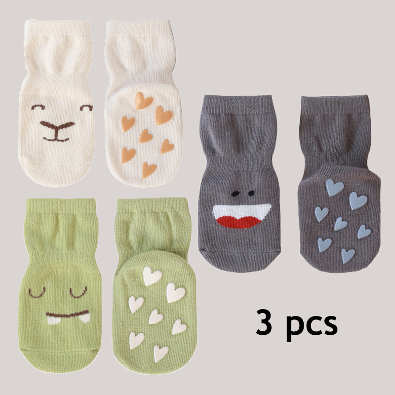 3 szt. Wiosenne skarpety dziecięce dla dziewczynki chłopiec kreskówka zwierzęta drukuj skarpetki dziecięce akcesoria dla dzieci bawełniane rzeczy o wysokiej elastyczności antypoślizgowe: 3 szt 1 / 24 m