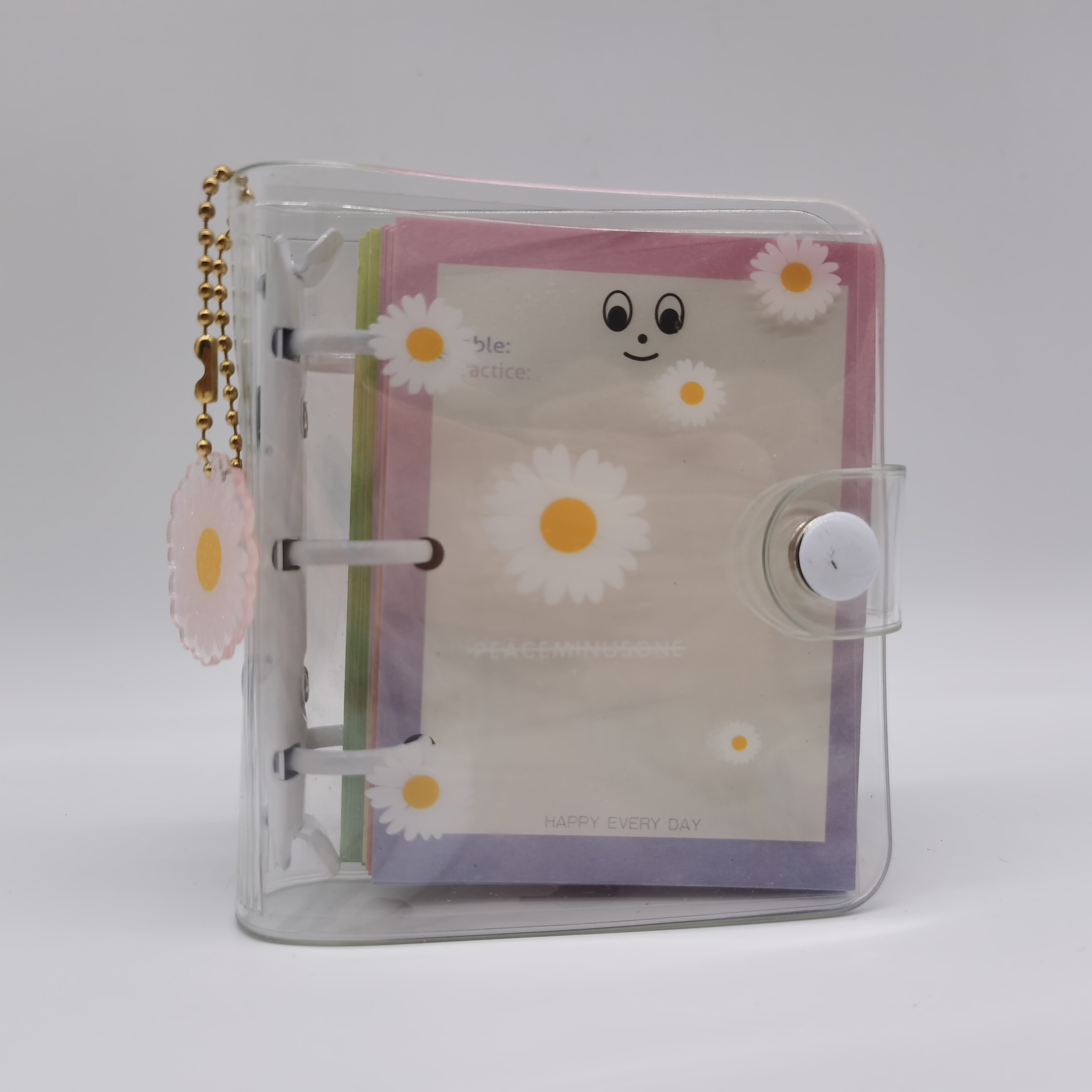 Daisy Cute Mini 3Holes Diary Set, Pocket Small Journal Traveler Planner Set 80sheets Blank Gird Dot Paper Daisy Pendant: White  Daisy