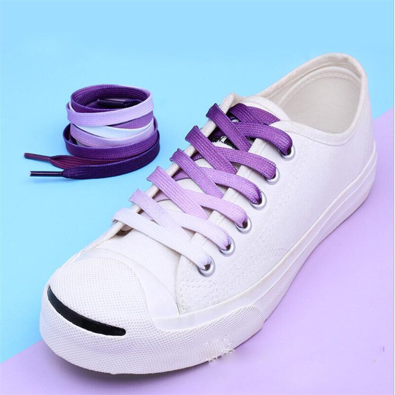 Cordones coloridos a la para zapatillas, cordones de lona de seda con gradiente de caramelo, arcoíris en crecimiento, 1 par: Purple