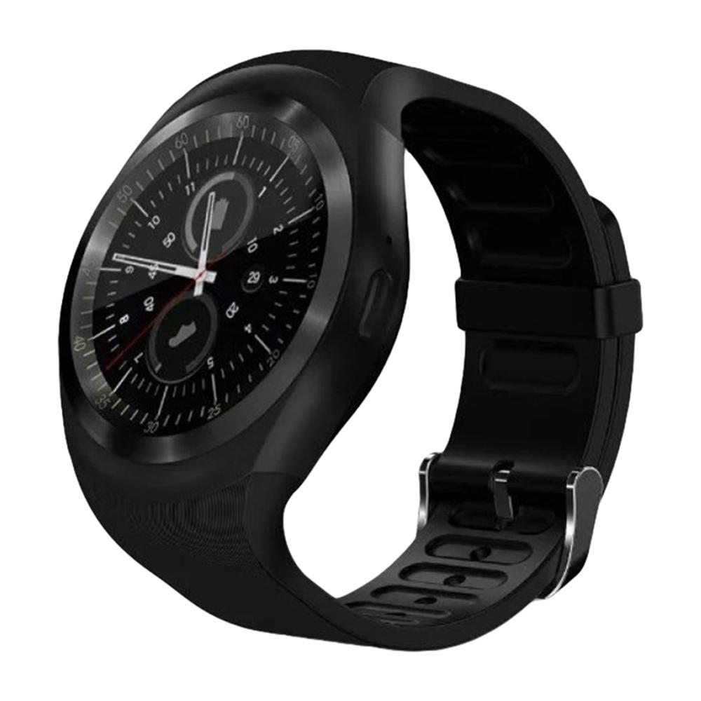 Y1 smartwatch bluetooth smart watch gsm sim support 2g opkald bluetooth opkald til apple iphone xiaomi android telefoner pk  dz09 kw18 s: Sort