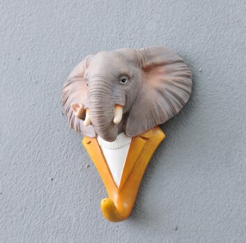Résine créative 3D animaux crochets Hey chapeau manteau sac patère à vêtements décoration murale cerf Rhino éléphant girafe cheval décors 11: colour 1