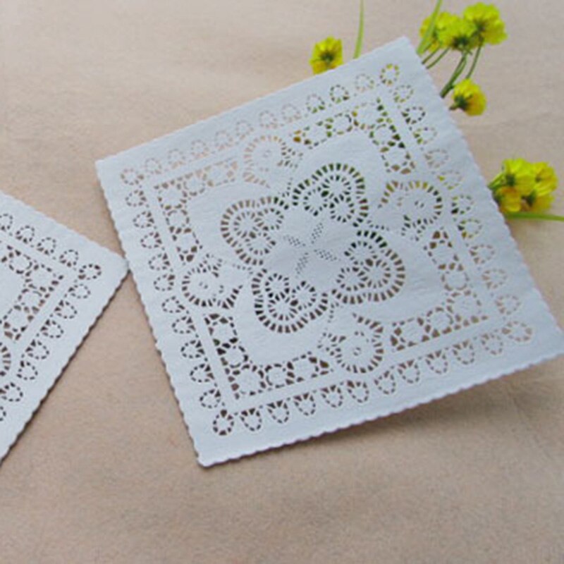 (250 Pcs/Lot) 8 inch Lace Square Paper Doilies Placemat Craft Doilies Wedding Christmas Tableware Decoration Barbecue Food Bakin