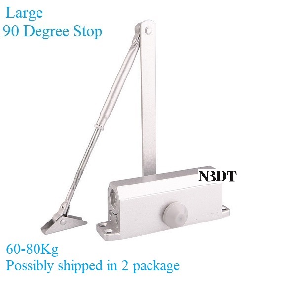 Commercial Door Closer Adjustable Spring Hydraulic Automatical Closing 90 Degrees Open Hold Face-mounted Siver Matte Black