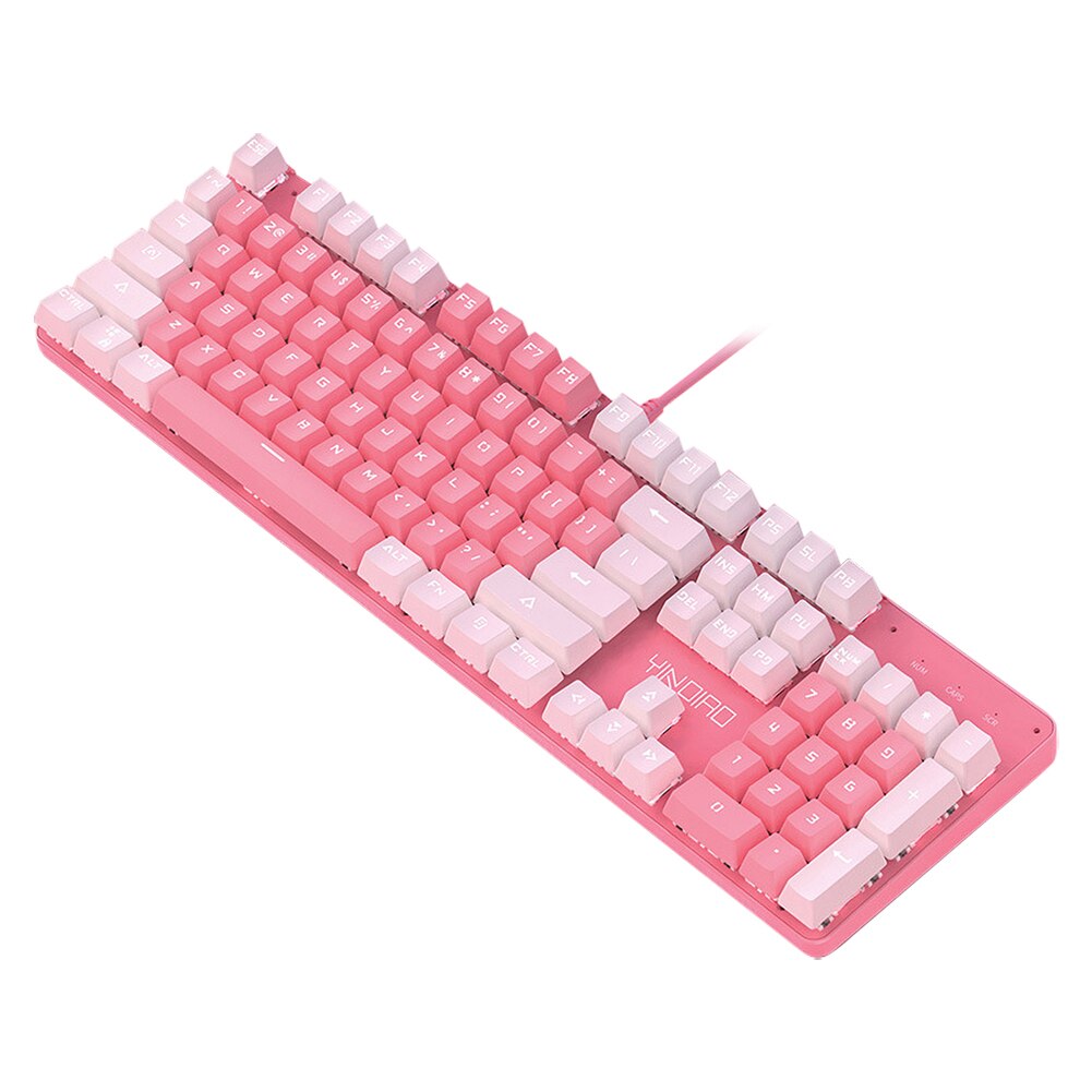 Juegos de teclado y ratón para chica, Teclado mecánico con cable para ordenador de escritorio, color rosa, Punk