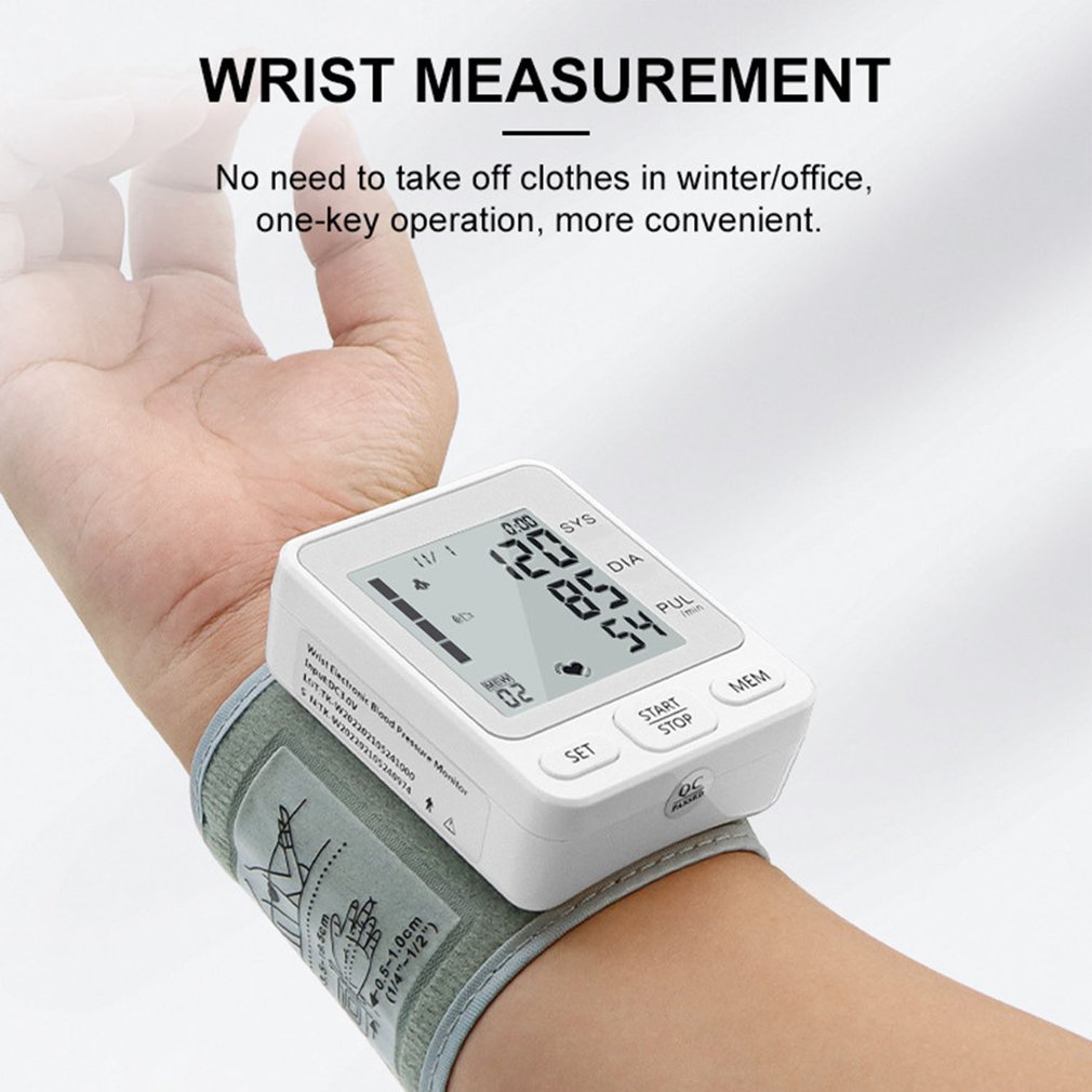 Bloeddrukmeter Pols Monitor Automatische Digitale Lcd-scherm Heart Beat Rate Pulse Meter Meet Wit Handige Draagtas