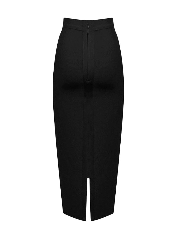 BEAUKEY Sexy Blue Mid Calf HL Bandage Pencil Skirt Long Bodycon Women Stretchable Split Skirt XL Red Women Skirts