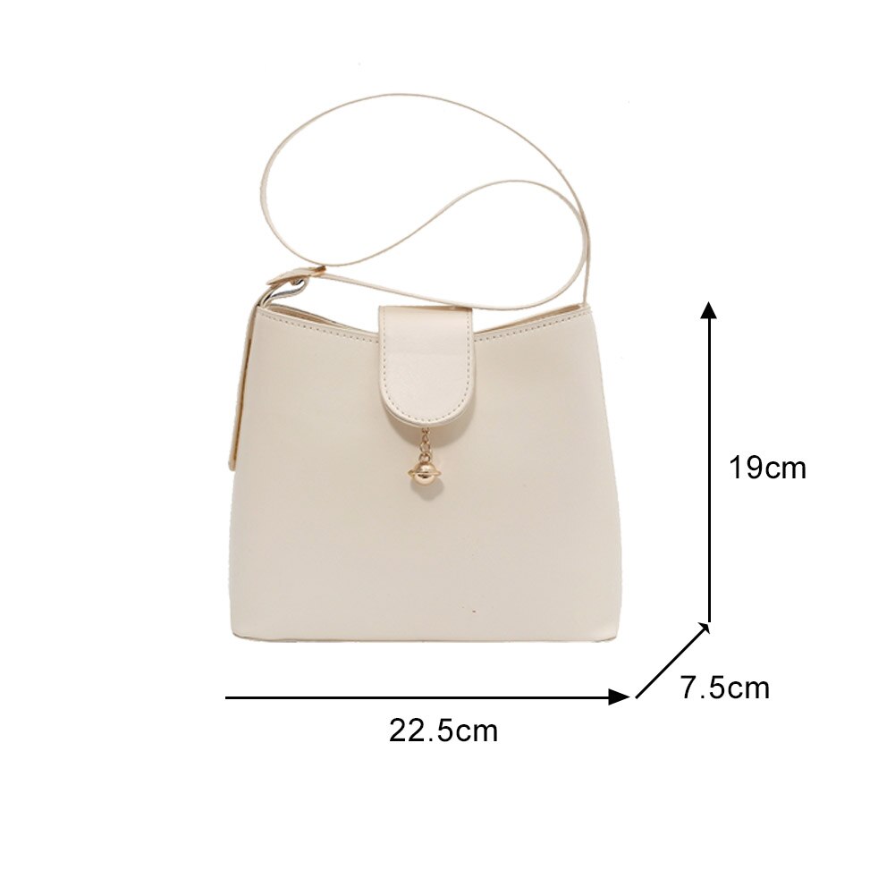 Women PU Leather Pure Color Crossbody Shoulder Messenger Bag Ladies Vintage Zipper Bucket Bags