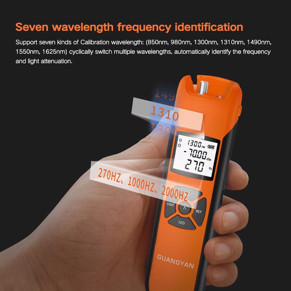 Draagbare Lichtgewicht Optische Power Meter Hoge Accurancy Oplaadbare Optic Power Meter 7 Wavelengthes