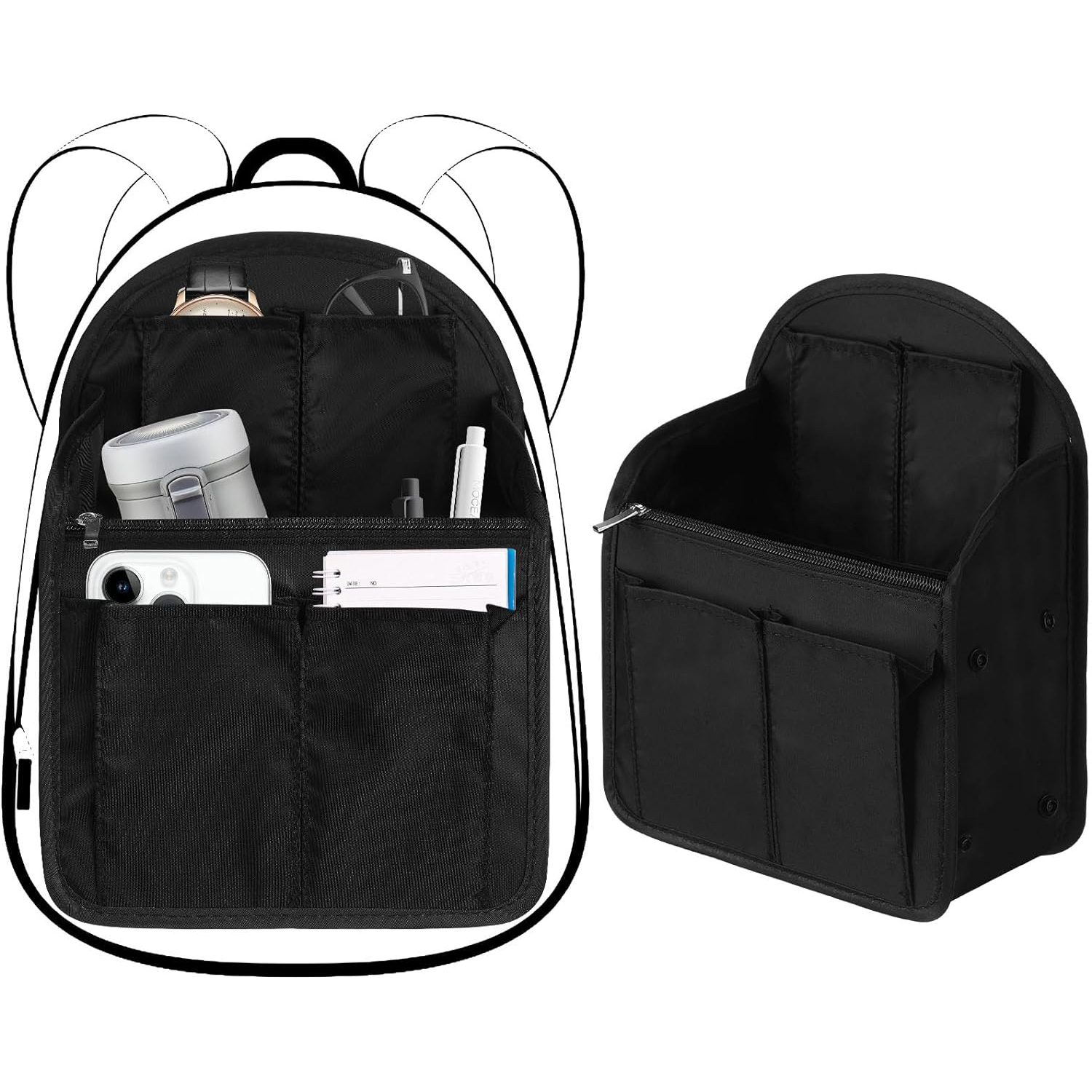 Organizador de mochila con forro insertado, bolsa de viaje colgante en bolsa con muchos bolsillos
