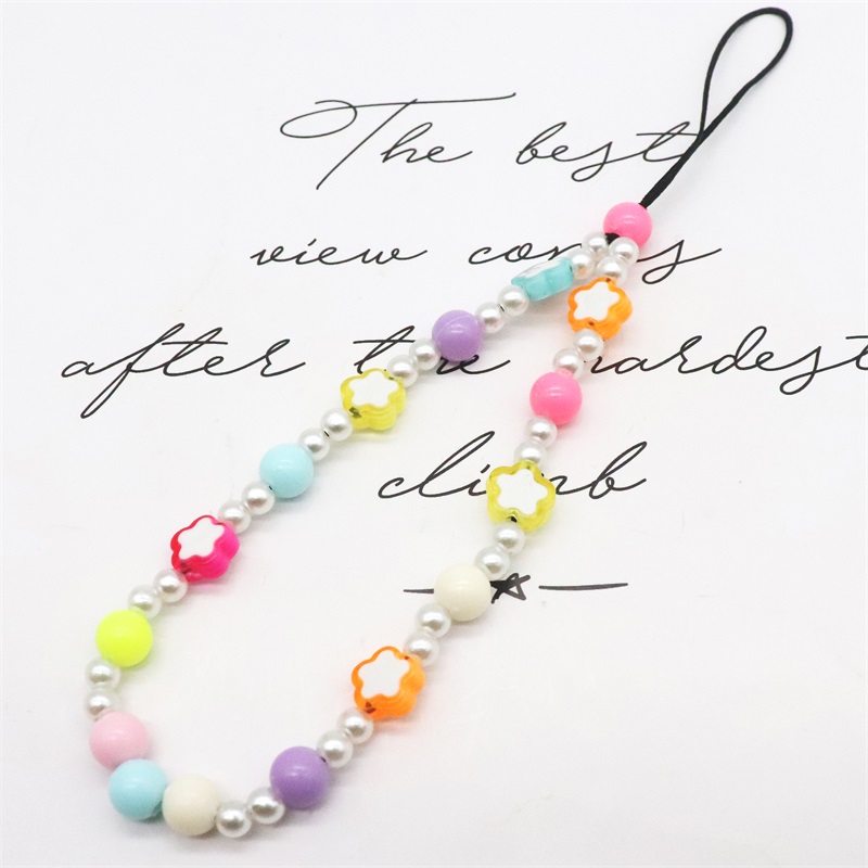 Blauwe Ster Bohemian Kleurrijke Zachte Klei Mobiele Telefoon Keten Voor Vrouwen Acryl Regenboog Keramische Liefde Kristal Kralen Mobiele ph: Platinum Plated