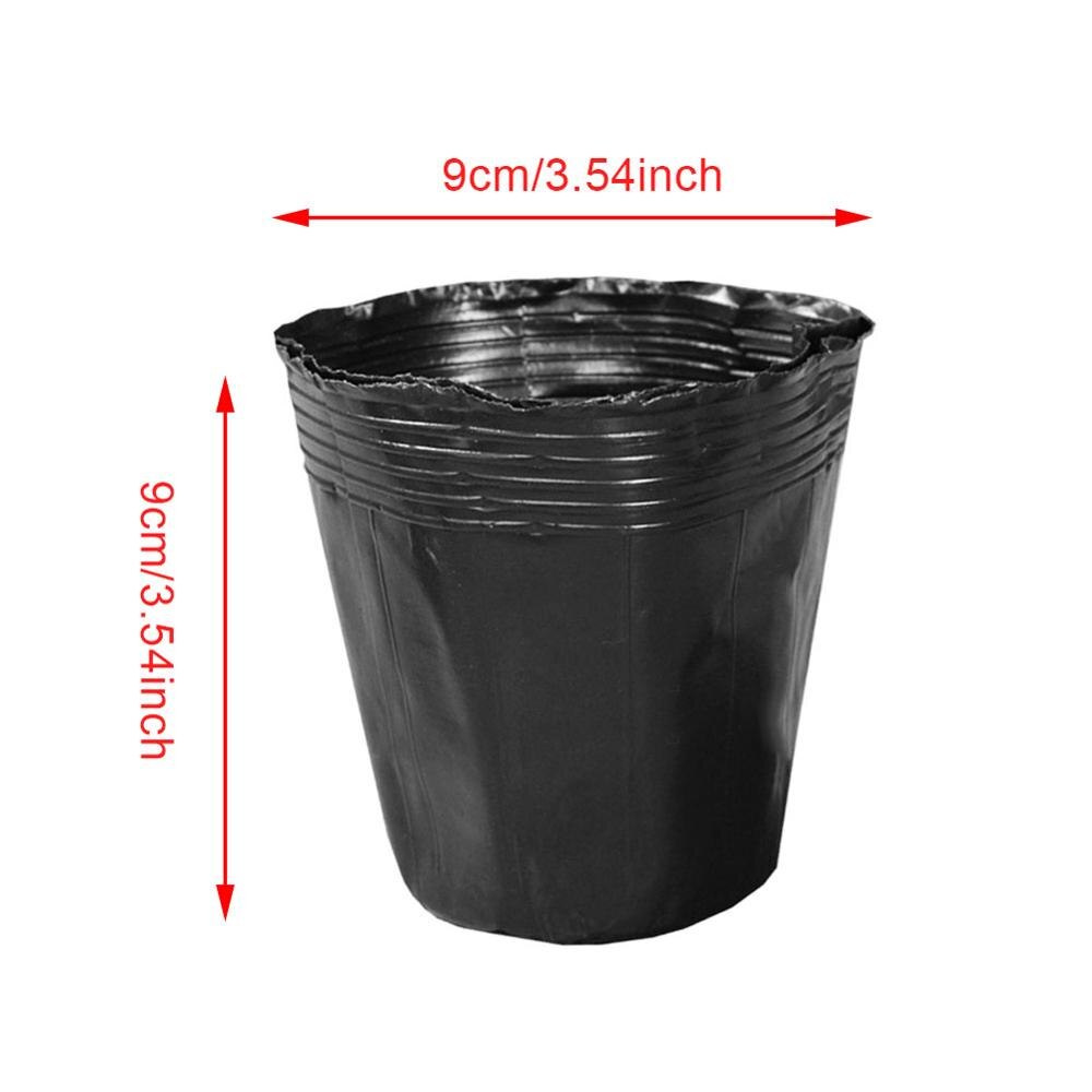 Redondo nutricional preto plástico berçário potes mudas plantas potes jardim para casa transplante vasos de plantas 100 pces: 9x9cm