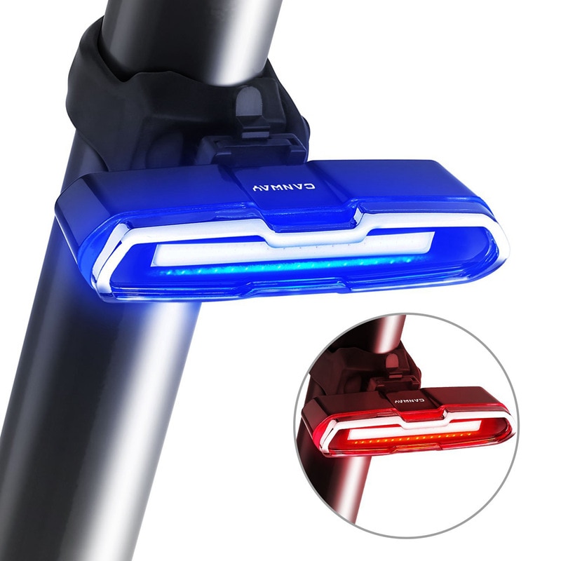 Cykel baglys ultra lyst cykel lys usb genopladeligt led cykel baglys 5 lys mode forlygter med rød + blå: Default Title