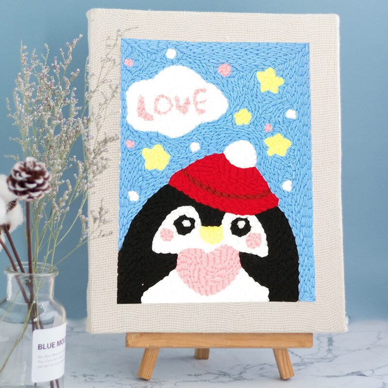 Adults Craft DIY Crafts Kits Kids Needlework Creativity Embroidery Cartoon 3D Poking Stitching with Hoop Frame Modern Sewing: B-2