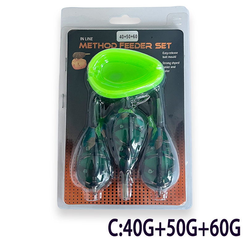 TAKEDO TN15 20G 30G 40G 50G 60G lanceur d'appât carpe mangeoire carpe méthode de pêche mangeoire et moule carpe matériel de pêche ensemble: Marron
