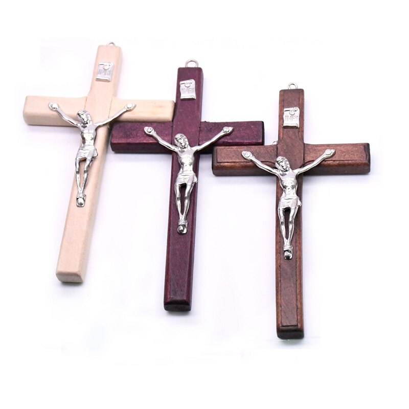 1Pc Houten Religieuze Jesus Cross Ketting Christian Kruisbeeld Hangend Met Ketting Sieraden Charm Cadeaus Voor Mannen