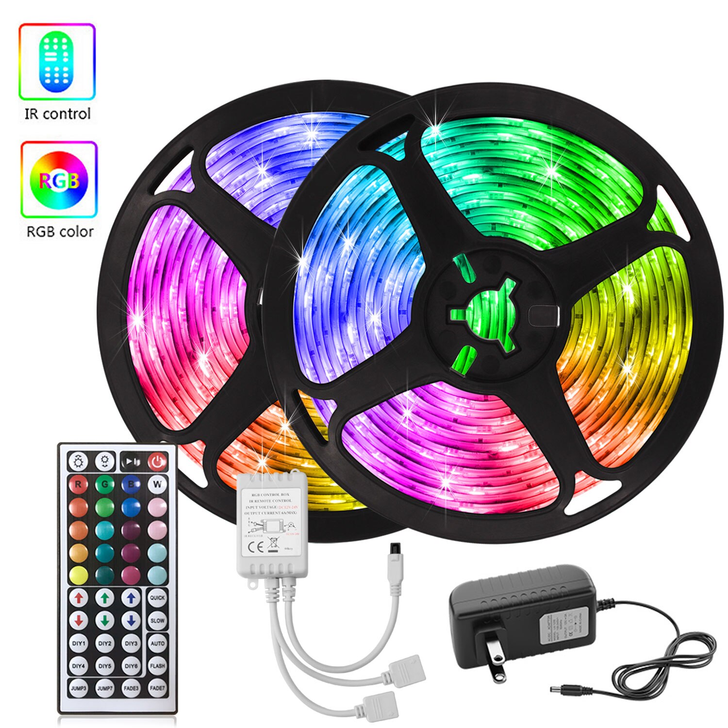 SMD 5050 LED Lights with Remote 44Keys Controller 12V led Strip for bedroom wall decoration Can be cut Flexible Ribbon Lighting
