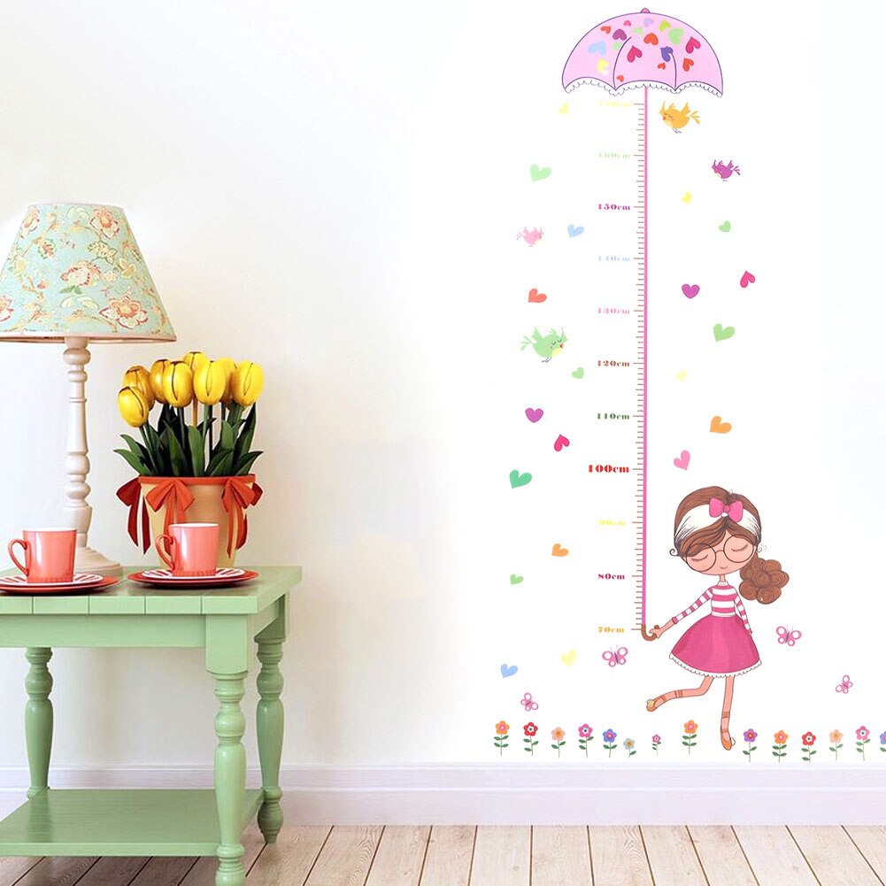 Små piger højdekort børn vægklistermærker wallstickers skræl og stick aftagelige wallstickers til børn soveværelse stue