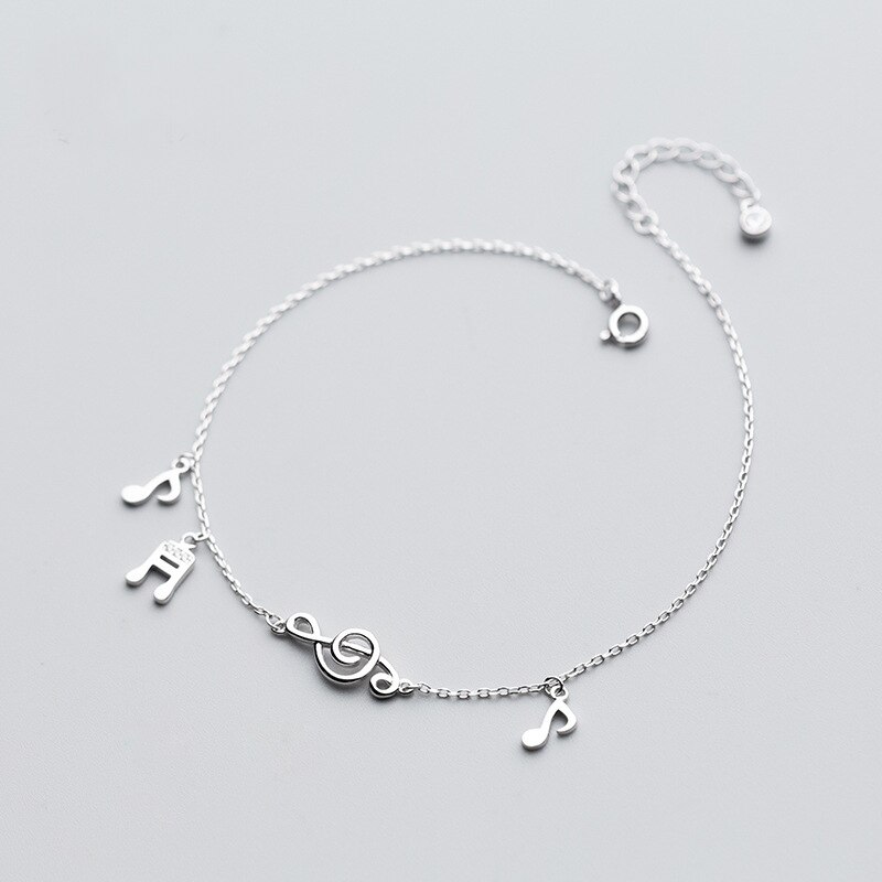 Music Note Enkelband Real 925 Sterling Zilver Music Note G-sleutel Enkelbandjes Voet Kettingen Voor Vrouwen Meisjes Fijne Sieraden