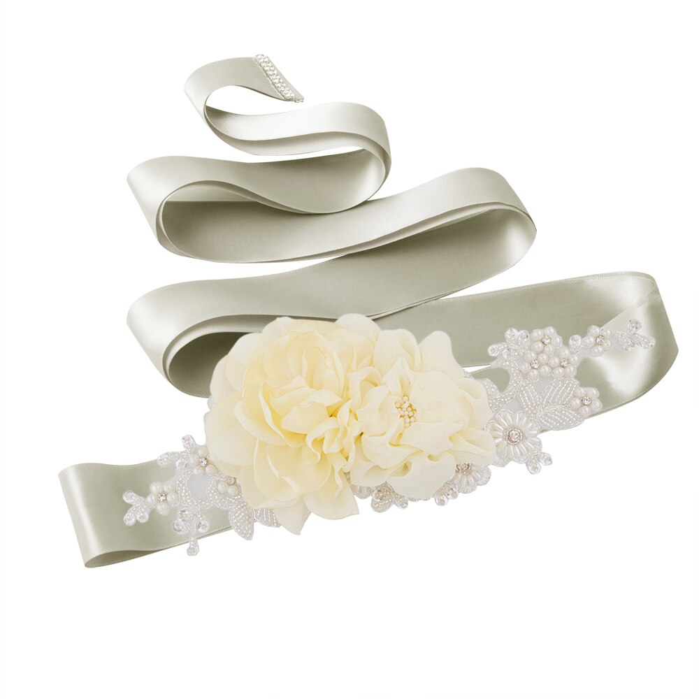 Zms 172 bloemenriem voor bruiloft, lange feestjurk, zwangerschapsjurk, kralenriemen, blauwe bruidsaccessoires, damesriemen: Donkergrijs