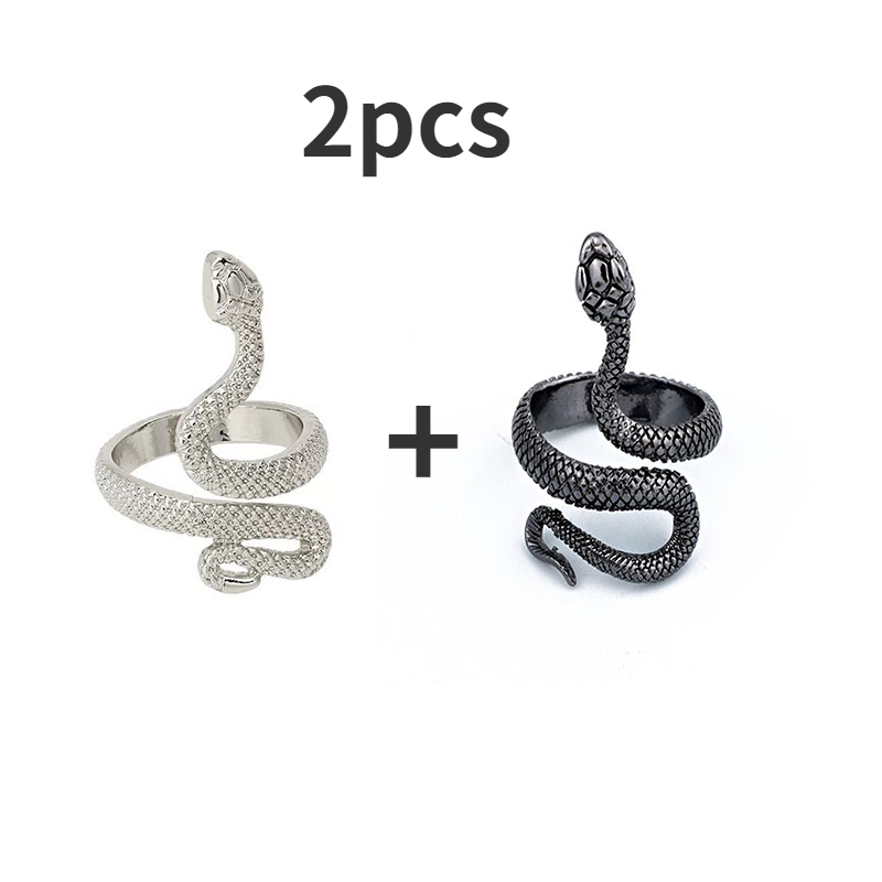 Bague serpent rétro Punk pour hommes et femmes, 4 pièces, couleur Antique exagérée, personnalité de la , stéréoscopique, ouverture ajustable: 1-2pcs