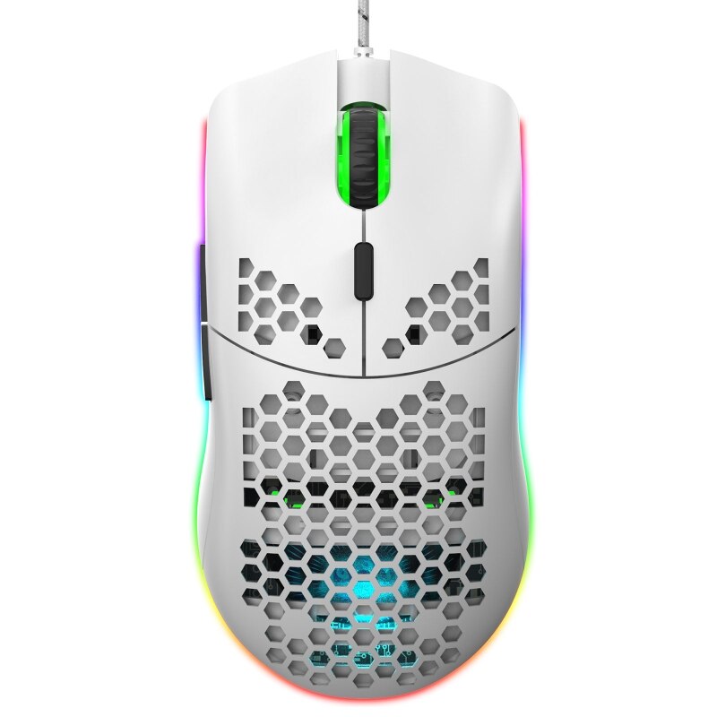 J900 6400DPI Adjust 6 Buttons Gamer USB Wired Honeycomb Hollow RGB Gaming Mouse
