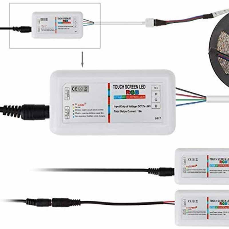 Rf led controle remoto 2.4ghz sem fio rf toque led rgb dimmer controlador para 5050 3528 rgb led luz de tira 12v/24v