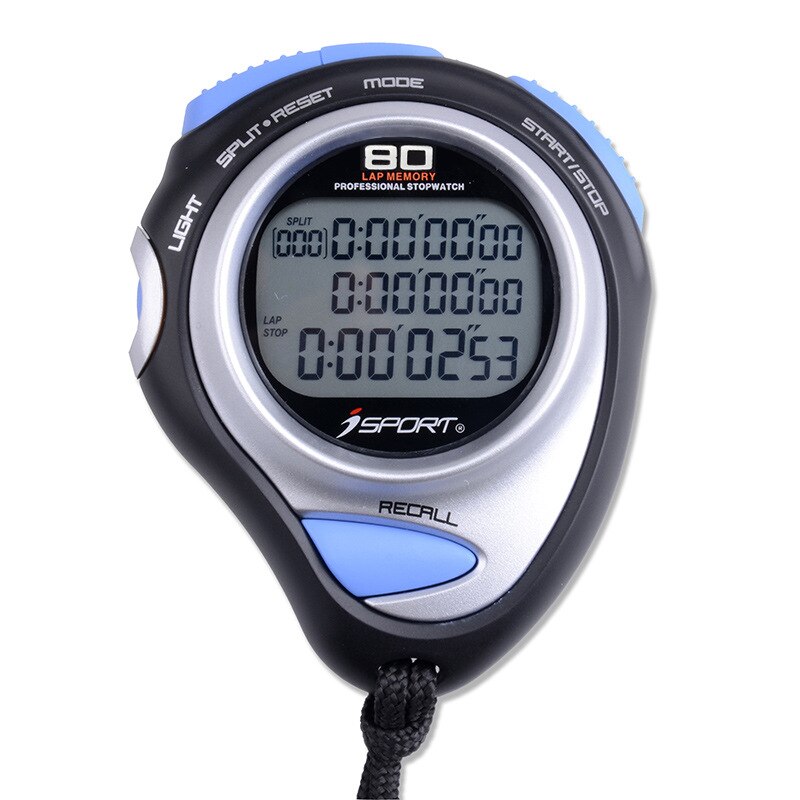 Digital Professionelle 80 Runden Speicher handheld Stoppuhr Drei Reihe Sport Zähler Timer Professionelle Leichtathletik Stoppuhr