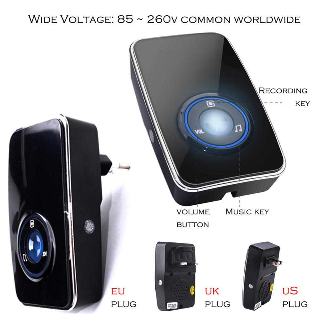 wireless doorbell no battery smart doorbell EU US UK Plug Water proof Remote Door Bell 150m remote doorbell