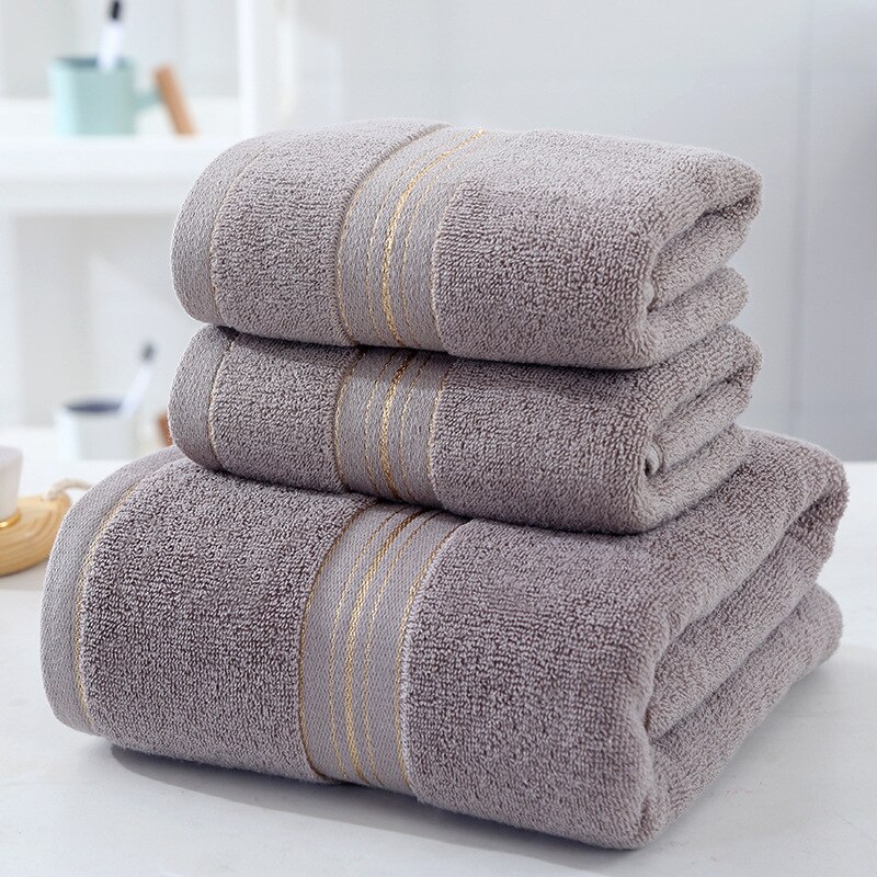 100% Katoen Bad Gezicht Handdoek Set Solid Soft Cotton Unisex Wateropname Handdoek Volwassen Kid 1 Bad 2 Gezicht Bathroomtravel sport Tow: Brown 3pcs Towel Set