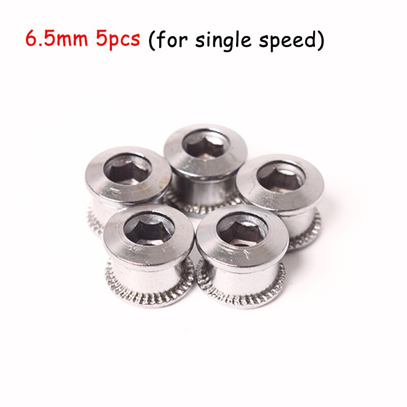 Krsec 4/5 stuks mtb kettingbladbouten 6.5 8.5mm enkele dubbele triple speed fiets kettingblad sliver crew mountainbike fiets crank: 5pc 6.5 zilver