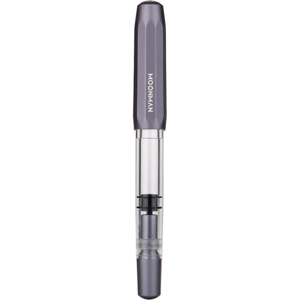 Pluma fuente de Metal Moonman T1 Piston de gran capacidad, pluma de tinta F Nib, caja Original: Gray / With Original Box