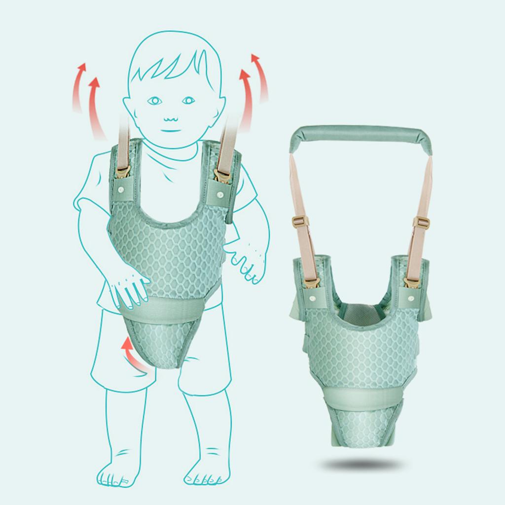 Duurzaam Loopstoeltje Peuter Harness Assistant Rugzak Kinderen Kids Wandelen Leren Riem Stand Up Riemen Strap: Green