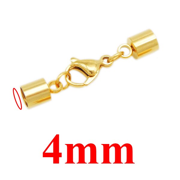 5 pz/lotto Catenaccio Ganci In Acciaio Inox Oro/argento Tono Fibbia In Pelle Cavo di Blocco per il FAI DA TE Braccialetto di Cuoio Dei Monili che fanno: Gold 4mm