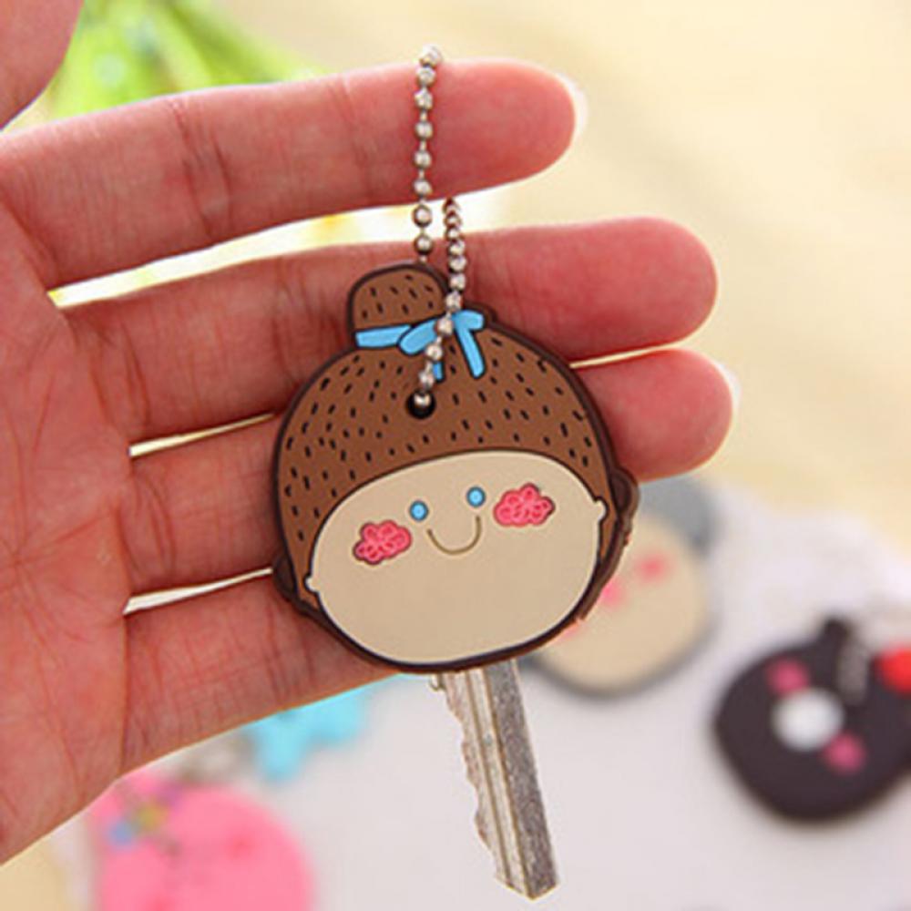 Cute Animal Soft Key Top Head Cover Chains Cap Keyring Phone Strap DIY Key Wallet: F
